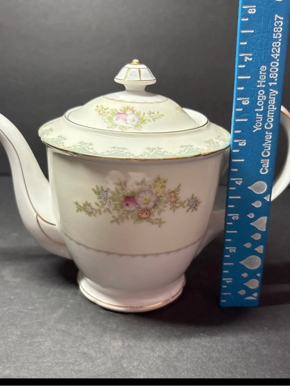 Vintage Porcelain Floral Gold Trim Tea Pot Shabby Chic Cottage Core Tea Party